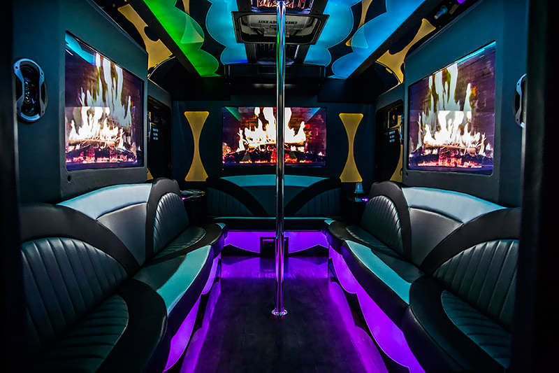 Party bus with flat-screen TVs