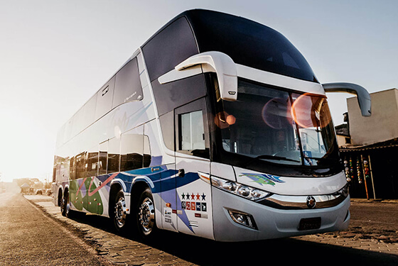 charter bus exterior from our charter bus rentals fleet