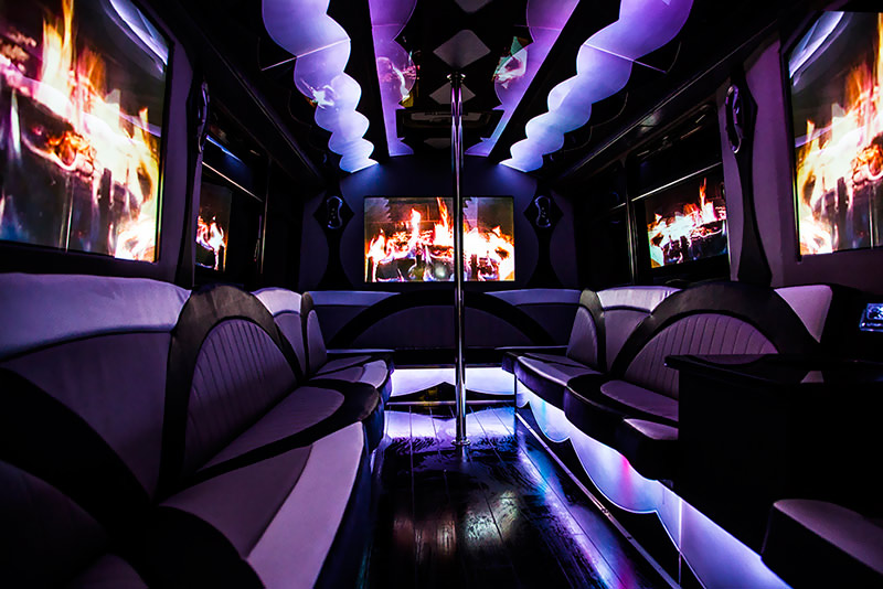 Roomy party bus interior