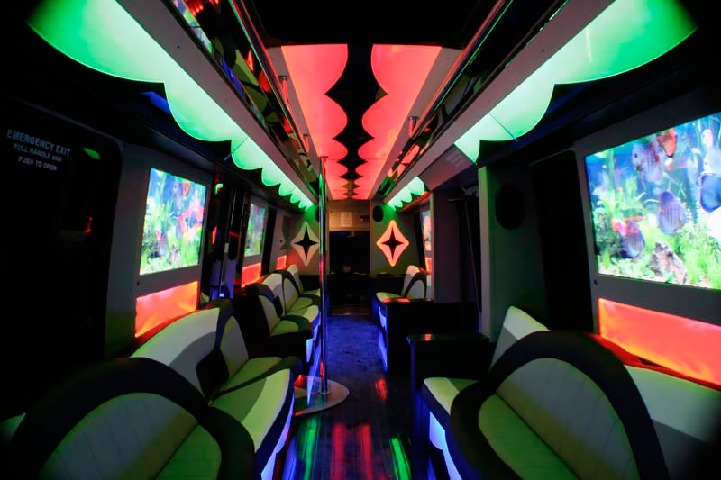 Spacious party bus interior